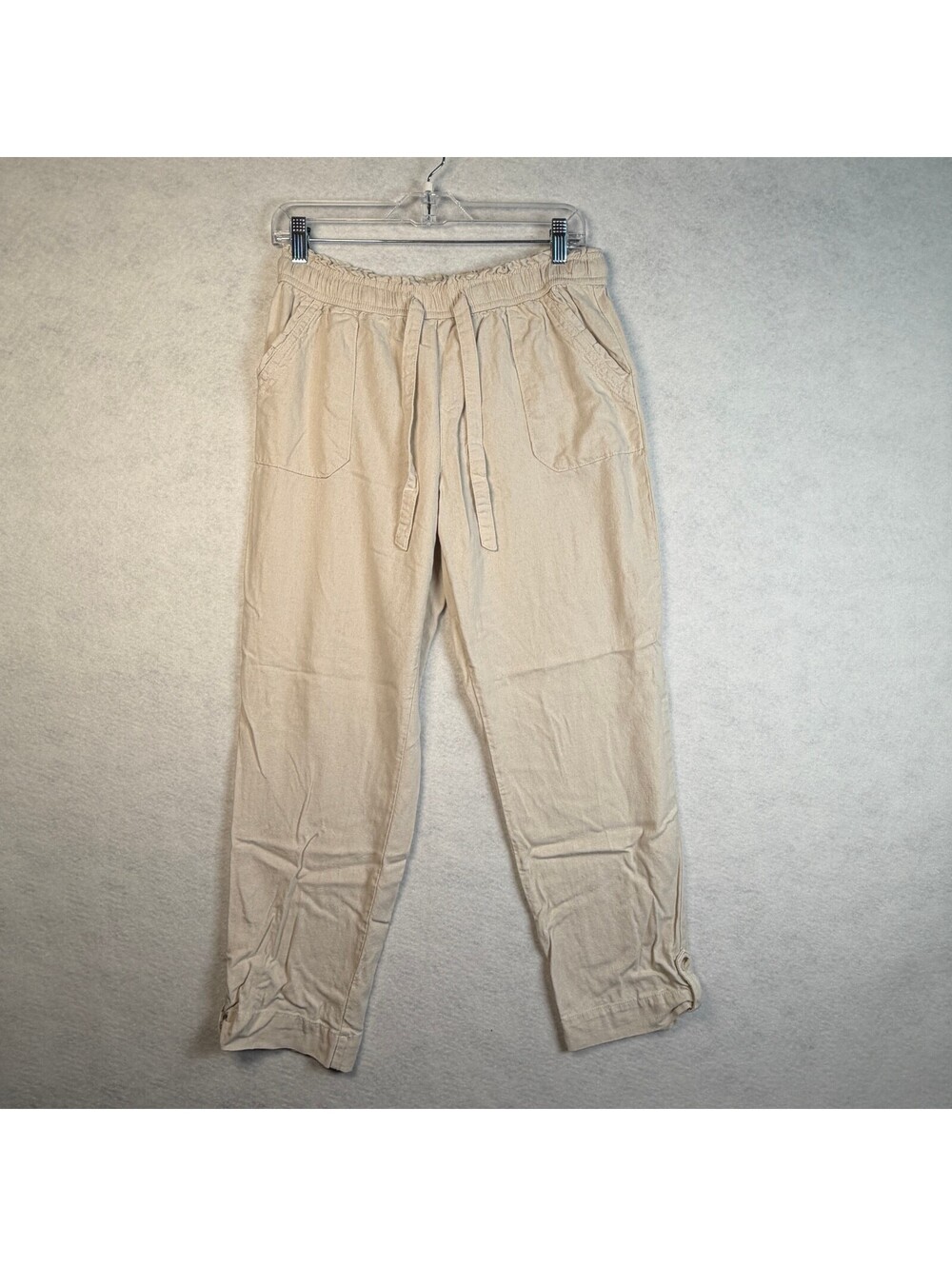 REWASH Beige Linen Blend Casual Drawstring Pants Size L
